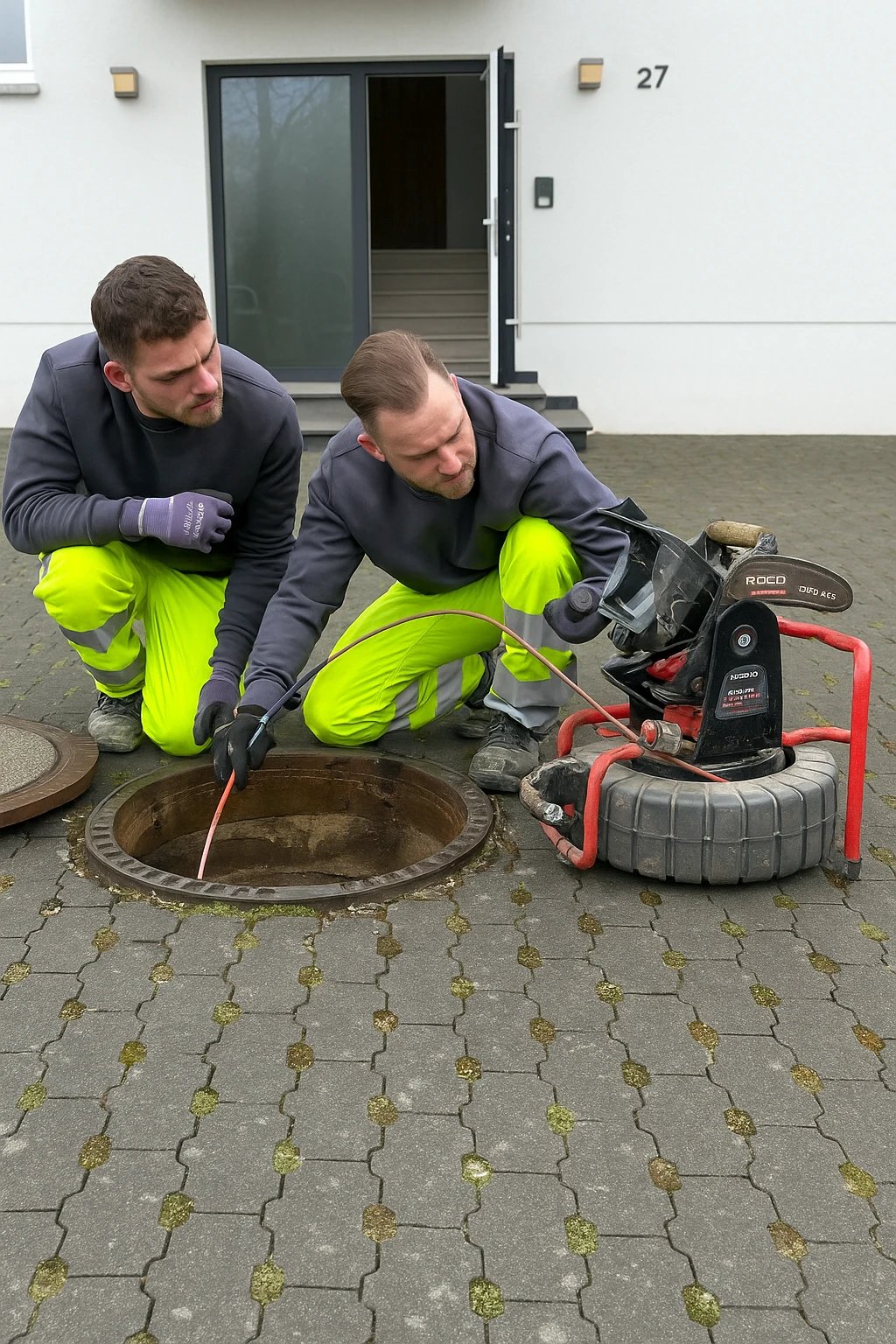 Zwei Fachleute professionelle Kanalinspektion in Andernach